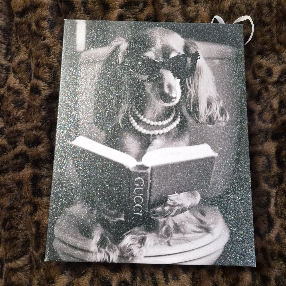 Dog Canvas Art - Black and White And Glitter